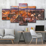 Rome Italy View Towards Colosseum Archeological 5 Pieces Mixed Canvas Prints Wall Art Home Decor