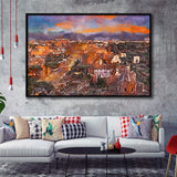 Rome Italy View Towards Colosseum Archeological City Art Watercolor Framed Canvas Prints Wall Art Home Decor,Floating Frame