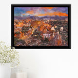 Rome Italy View Towards Colosseum Archeological City Art Watercolor Framed Canvas Prints Wall Art Home Decor,Floating Frame