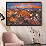 Rome Italy View Towards Colosseum Archeological City Art Watercolor Framed Canvas Prints Wall Art Home Decor,Floating Frame