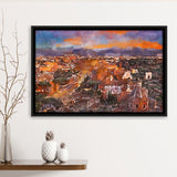 Rome Italy View Towards Colosseum Archeological City Art Watercolor Framed Canvas Prints Wall Art Home Decor,Floating Frame