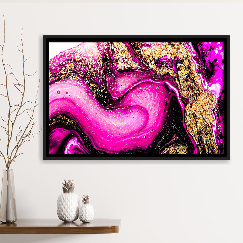 Rose Gold Marble Framed Canvas Prints Wall Art Decor, Framed Picture, Floating Frame