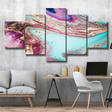 Rose Gold Marble Abstract 5 Piece Canvas Prints Wall Art Decor, Multi Panels, Mixed Canvas