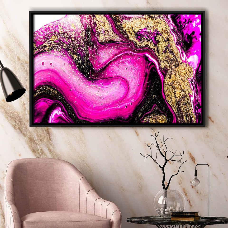 Rose Gold Marble Framed Canvas Prints Wall Art Decor, Framed Picture, Floating Frame