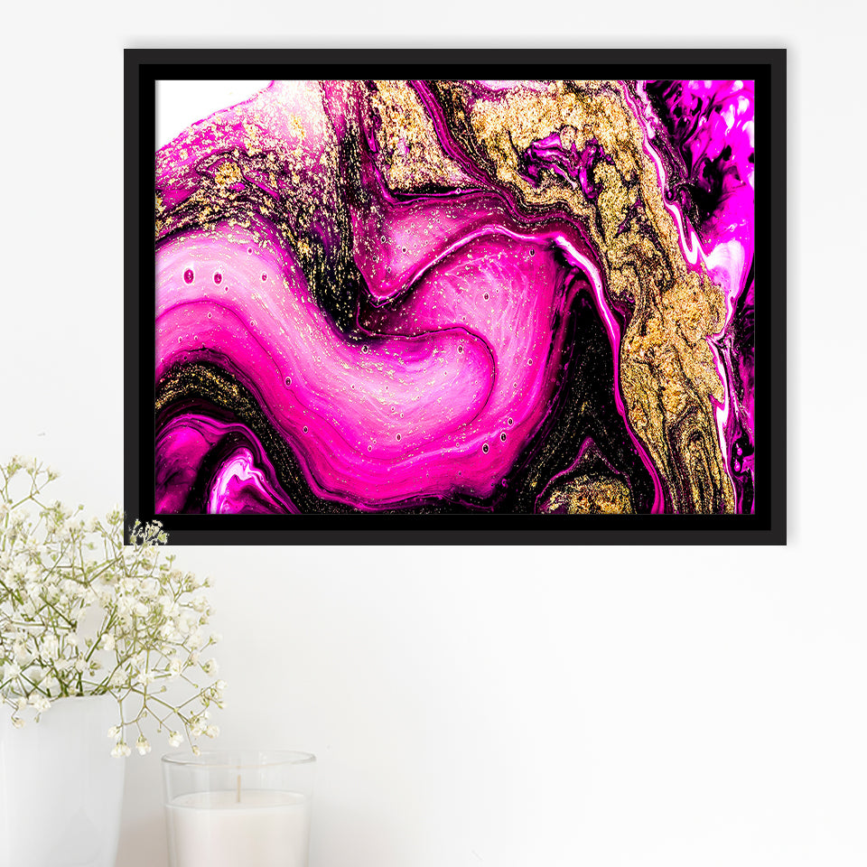 Rose Gold Marble Framed Canvas Prints Wall Art Decor, Framed Picture, Floating Frame