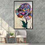 Rose Graffiti Street Art Banksy Style Framed Canvas Prints Wall Art Home Decor, Floating Frame