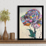 Rose Graffiti Street Art Banksy Style Framed Canvas Prints Wall Art Home Decor, Floating Frame