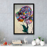 Rose Graffiti Street Art Banksy Style Framed Canvas Prints Wall Art Home Decor, Floating Frame