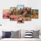 Roses Of Heliogabalus By Tadema 5 Pieces Canvas Prints Wall Art - Painting Canvas, Multi Panel, Wall Decor, Canvas Art
