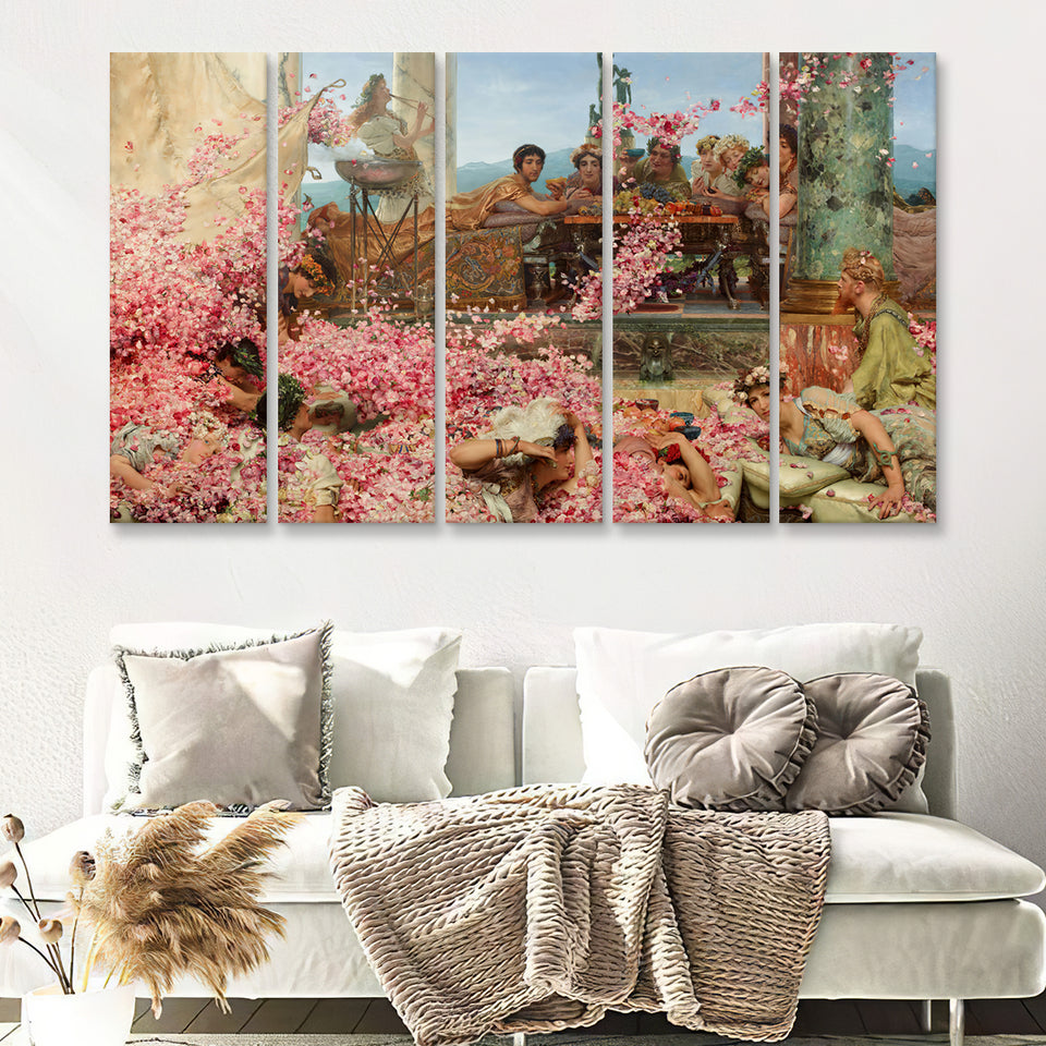 Roses Of Heliogabalus By Tadema 5 Pieces B Canvas Prints Wall Art - Painting Canvas, Multi Panel, Wall Decor, Canvas Art