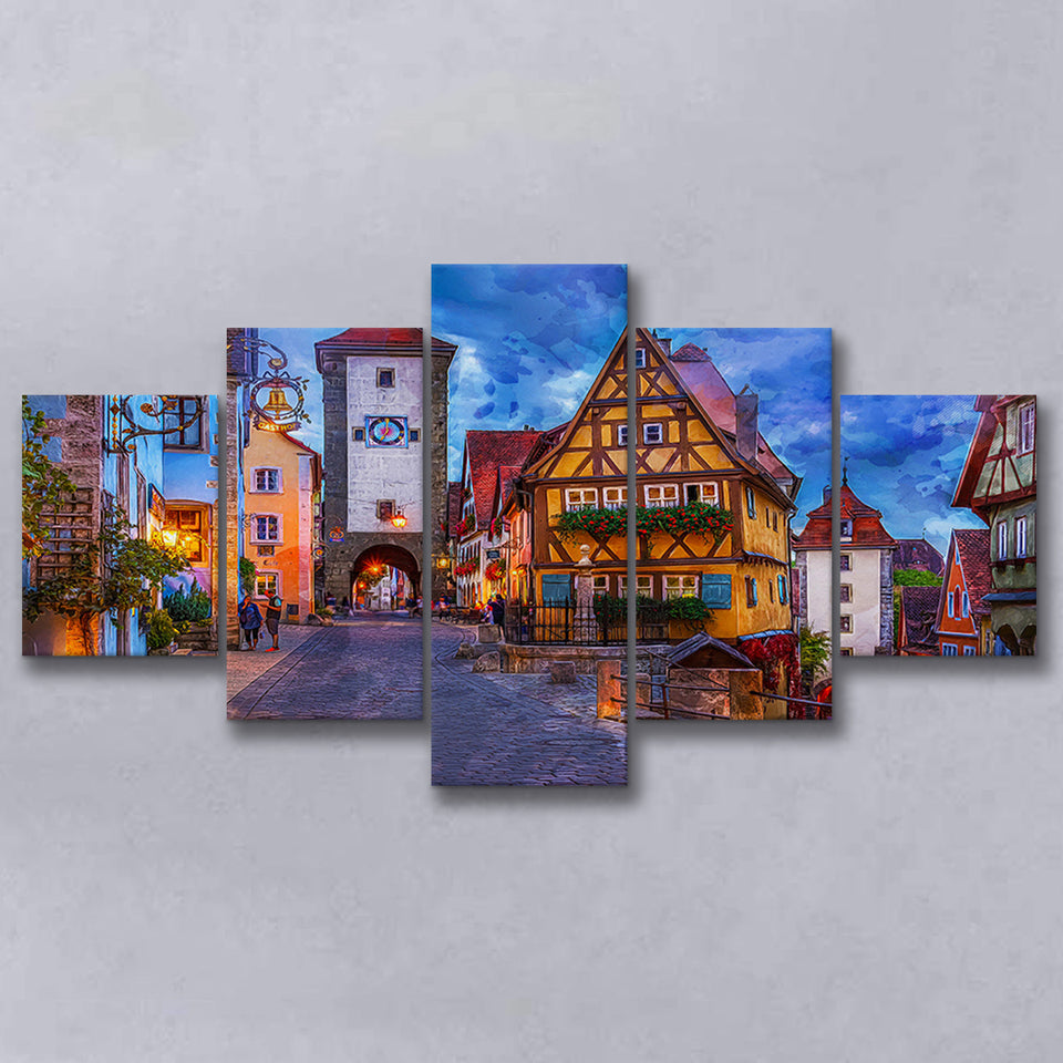 Rothenburg 5 Pieces Canvas Prints Wall Art Decor - Painting Canvas, Mixed Canvas, Multi Panels