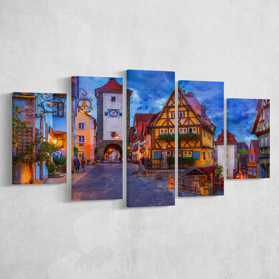 Rothenburg 5 Pieces Canvas Prints Wall Art Decor - Painting Canvas, Mixed Canvas, Multi Panels