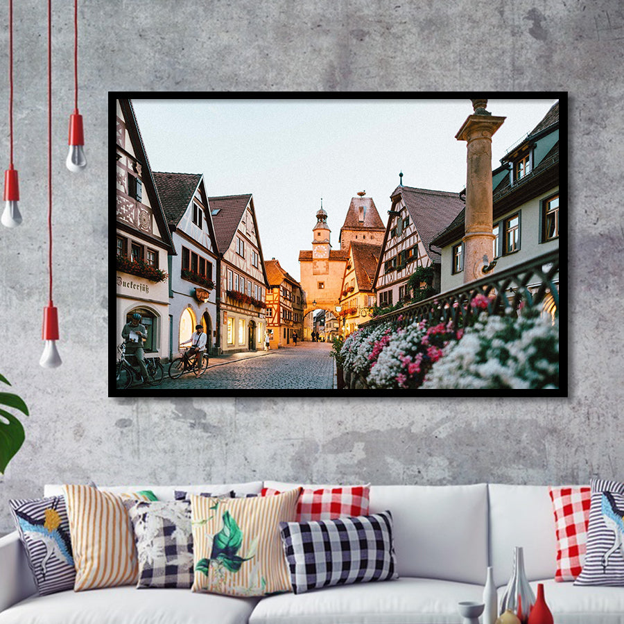 Rothenburg, Rothenburg Photo Framed Art Prints Wall Art Decor,Black Frame, Ready to hang
