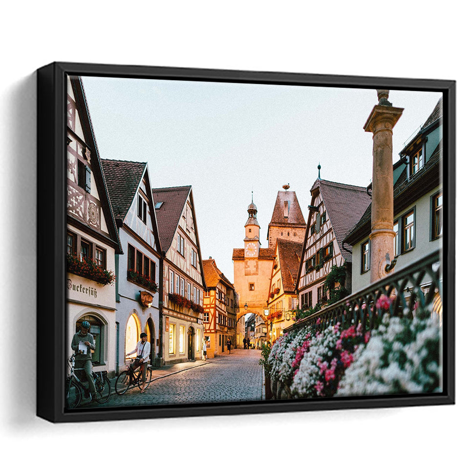 Rothenburg, Rothenburg Photo Framed Canvas Prints Wall Art Decor, Black Floating Frame