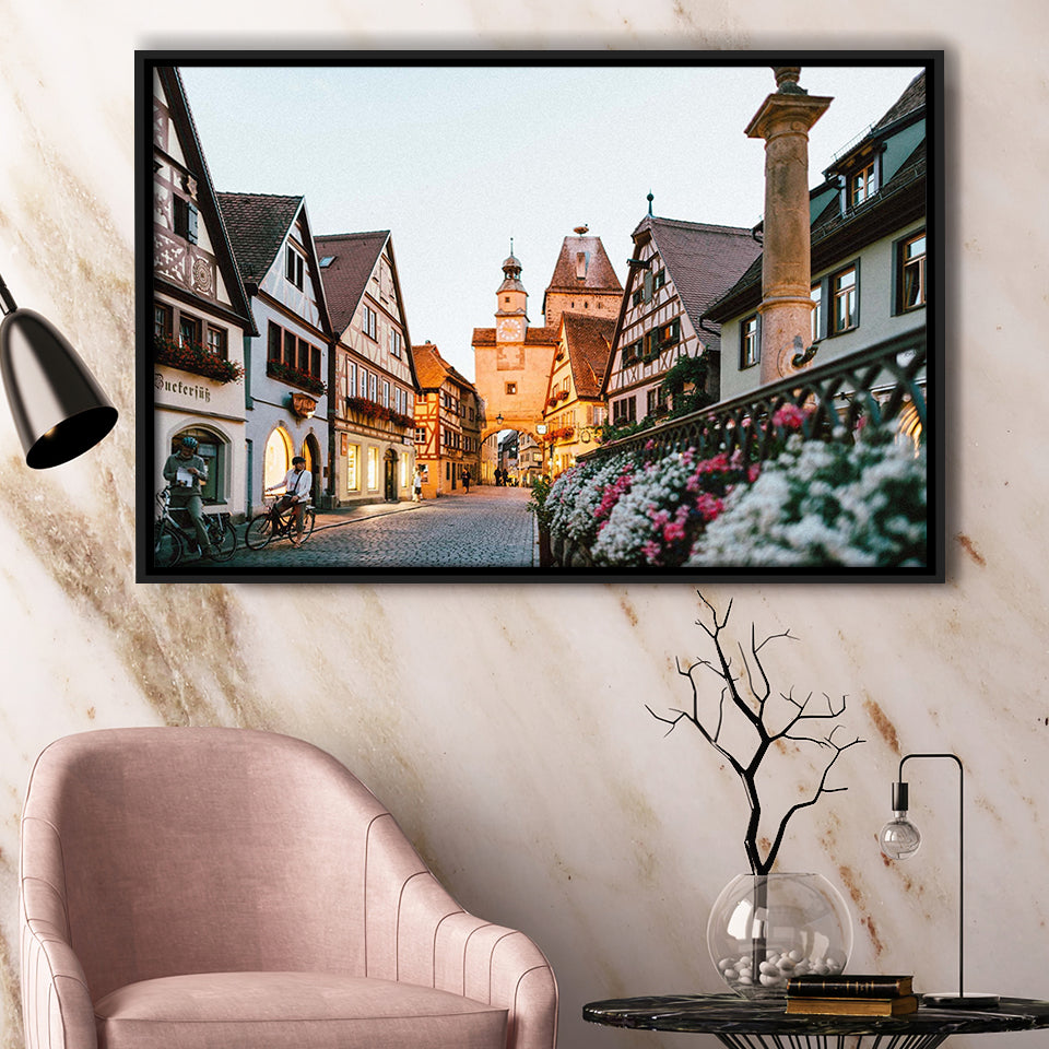 Rothenburg, Rothenburg Photo Framed Canvas Prints Wall Art Decor, Black Floating Frame