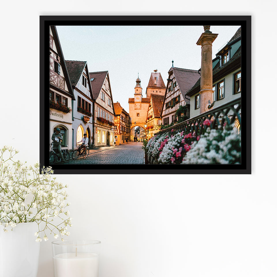 Rothenburg, Rothenburg Photo Framed Canvas Prints Wall Art Decor, Black Floating Frame