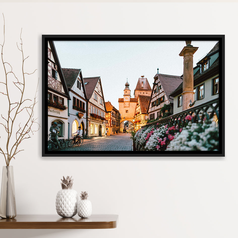 Rothenburg, Rothenburg Photo Framed Canvas Prints Wall Art Decor, Black Floating Frame