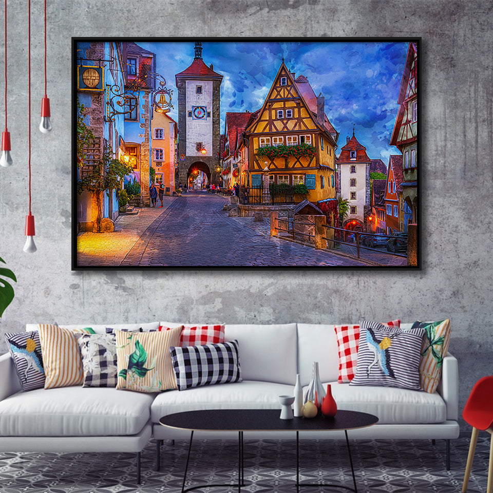Rothenburg Framed Canvas Prints Wall Art Decor - Painting Canvas, Framed Picture, Home Decor