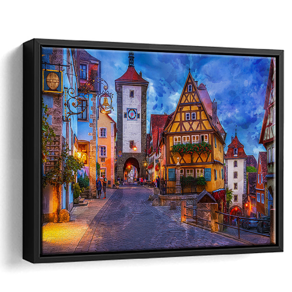 Rothenburg Framed Canvas Prints Wall Art Decor - Painting Canvas, Framed Picture, Home Decor