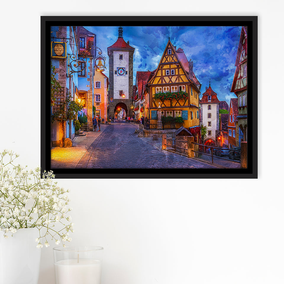 Rothenburg Framed Canvas Prints Wall Art Decor - Painting Canvas, Framed Picture, Home Decor