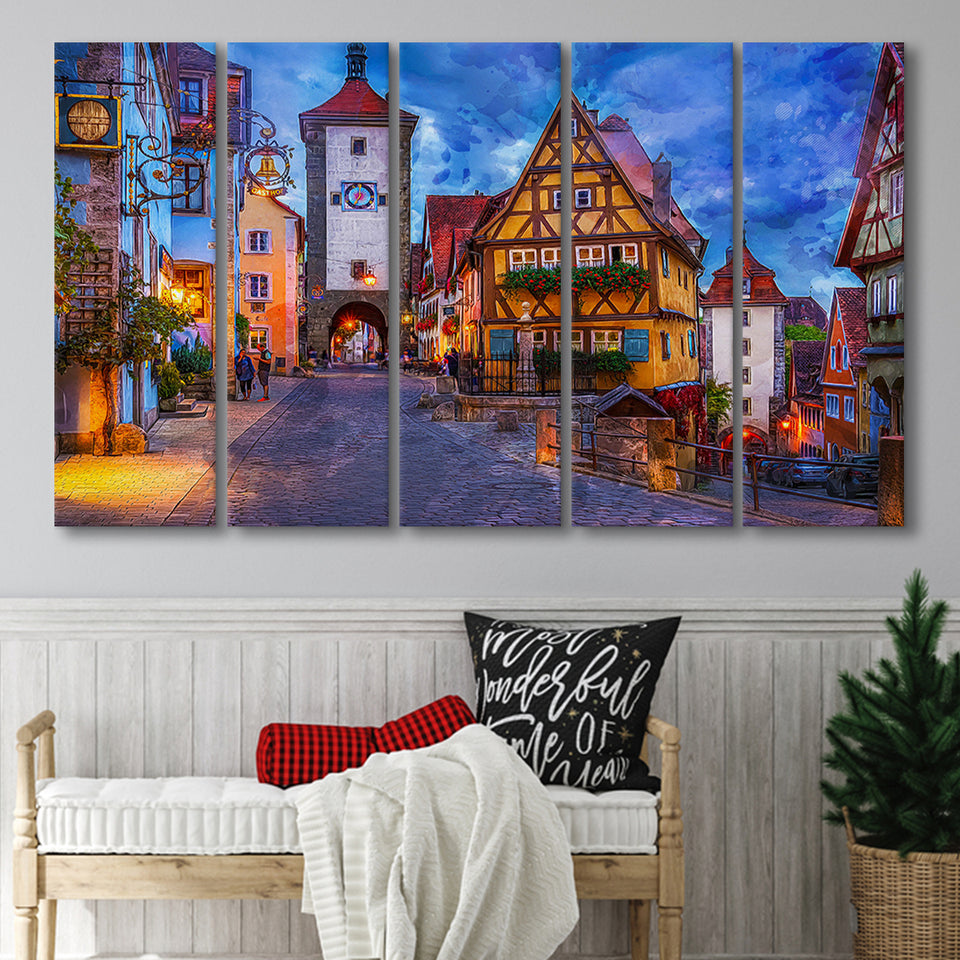 Rothenburg 5 Piece B Canvas Prints Wall Art Decor, Multi Panels,Large Canvas, Home Decor
