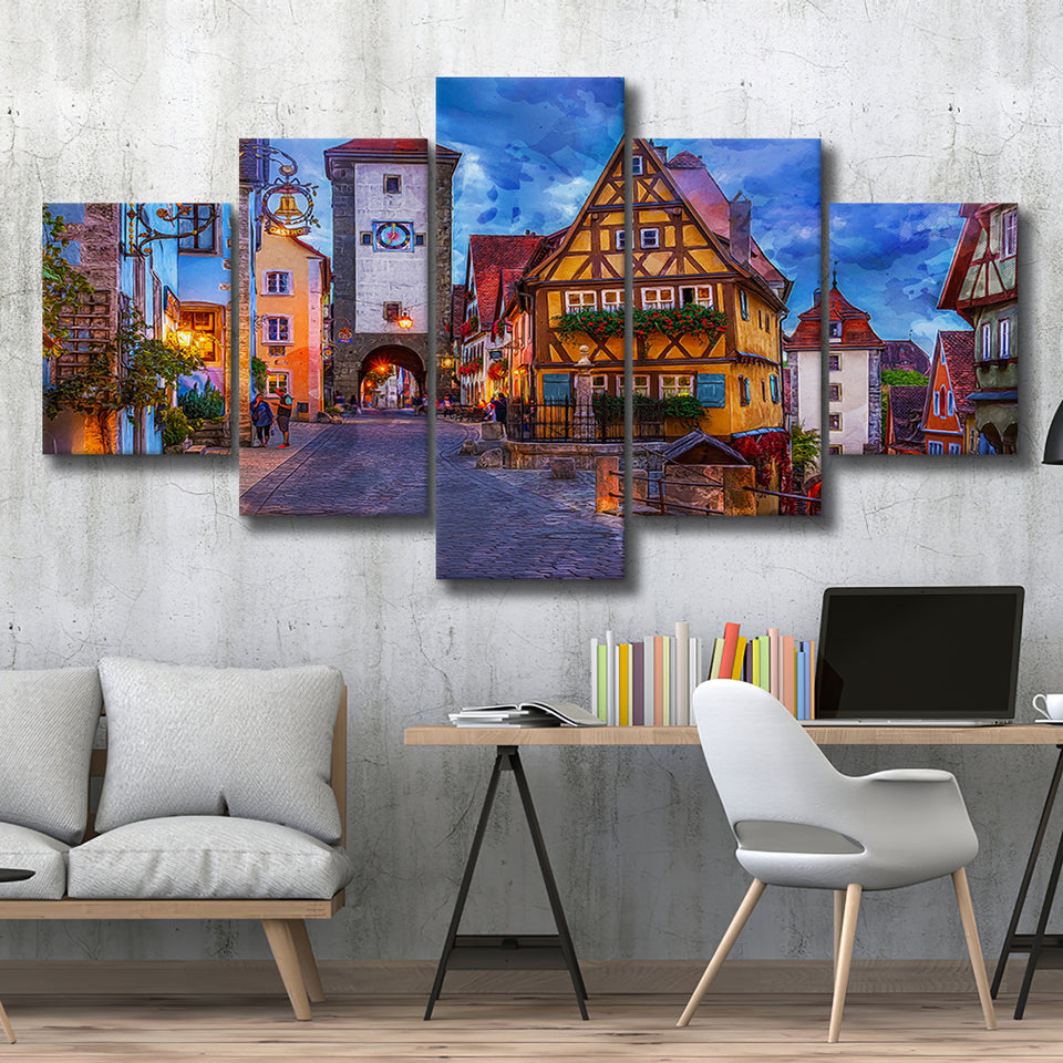 Rothenburg 5 Pieces Canvas Prints Wall Art Decor - Painting Canvas, Mixed Canvas, Multi Panels