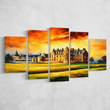 Royal Ancient Golf Club House 18Th Painting Mixed 5 Panel Large Canvas Prints Wall Art Decor