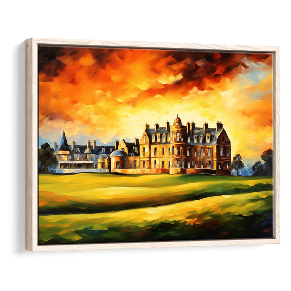 Royal Ancient Golf Club House 18Th Painting, Framed Canvas Prints Wall Art Decor, Floating Frame