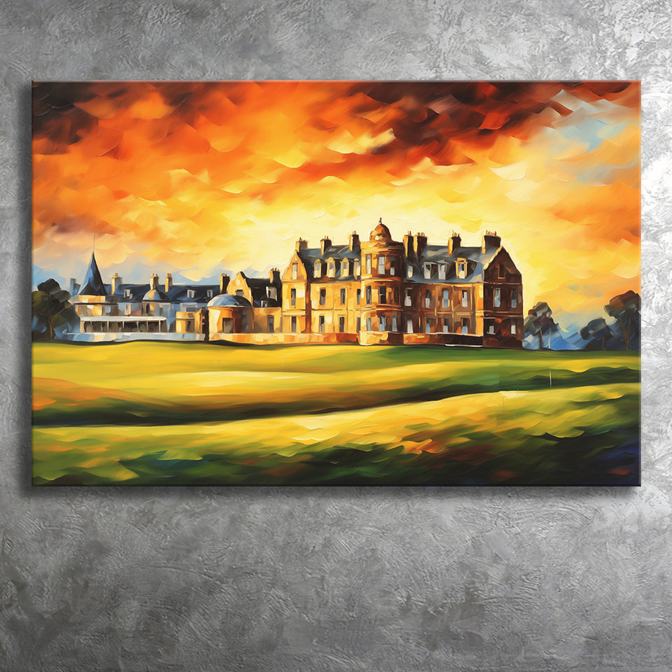 Royal Ancient Golf Club House 18Th Painting Canvas Prints Wall Art, Painting Art Home Decor