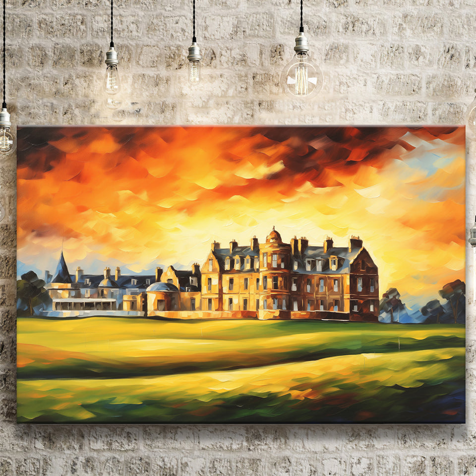 Royal Ancient Golf Club House 18Th Painting Canvas Prints Wall Art, Painting Art Home Decor
