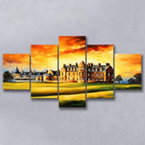 Royal Ancient Golf Club House 18Th Painting Mixed 5 Panel Large Canvas Prints Wall Art Decor