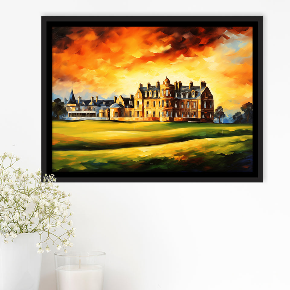Royal Ancient Golf Club House 18Th Painting, Framed Canvas Prints Wall Art Decor, Floating Frame