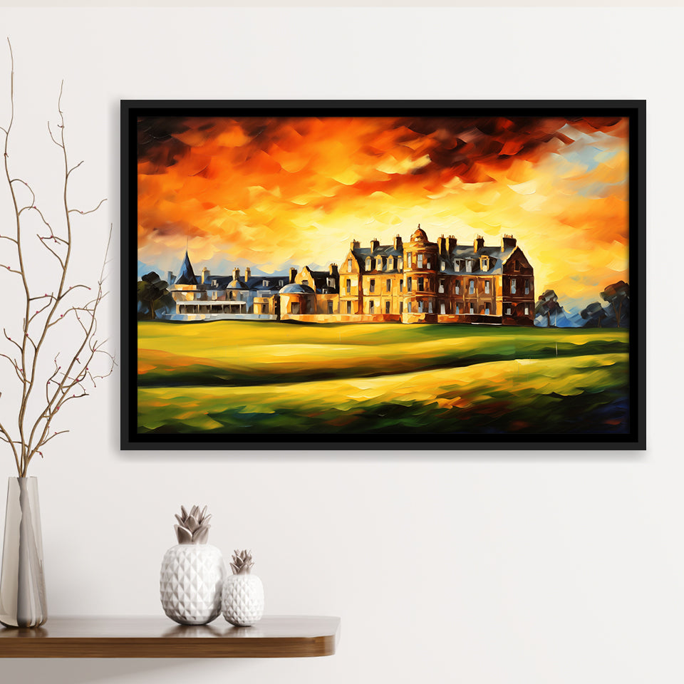 Royal Ancient Golf Club House 18Th Painting, Framed Canvas Prints Wall Art Decor, Floating Frame