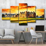 Royal Ancient Golf Club House 18Th Painting Mixed 5 Panel Large Canvas Prints Wall Art Decor