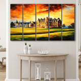 Royal Ancient Golf Club House 18Th Painting,5 Panel Extra Large Canvas Prints Wall Art Decor