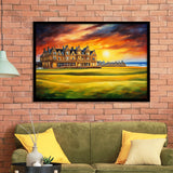 Royal Ancient Golf Clubhouse 18Th Painting Colorful Framed Art Prints Wall Decor, Framed Painting Art