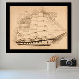 Royal Clipper Is A Steel Hulled Five Masted Fully Rigged Tal Framed Art Prints Wall Decor - Painting Art, Framed Picture, Home Decor,For Sale
