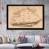 Royal Clipper Is A Steel Hulled Five Masted Fully Rigged Tal Framed Canvas Prints Wall Art - Painting Canvas, Framed Prints, Wall Home Decor