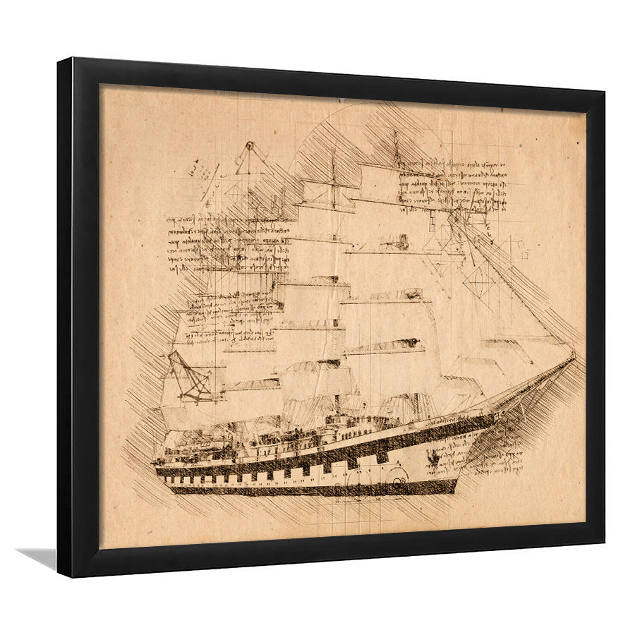 Royal Clipper Is A Steel Hulled Five Masted Fully Rigged Tal Framed Art Prints Wall Decor - Painting Art, Framed Picture, Home Decor,For Sale