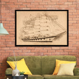 Royal Clipper Is A Steel Hulled Five Masted Fully Rigged Tal Framed Art Prints Wall Decor - Painting Art, Framed Picture, Home Decor,For Sale