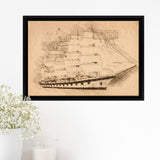 Royal Clipper Is A Steel Hulled Five Masted Fully Rigged Tal Framed Canvas Prints Wall Art - Painting Canvas, Framed Prints, Wall Home Decor