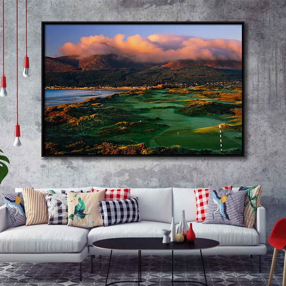 Royal County Down Golf Club Hole 03R A Glorious Morning Newcastle Co Down, Ireland, Framed Canvas Prints Wall Art Decor