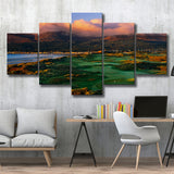 Royal County Down Golf Club Hole 03R A Glorious Morning Newcastle Co Down, Ireland, 5 Panels Canvas Prints Wall Art Decor