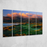 Royal County Down Golf Club Hole 03R A Glorious Morning Newcastle Co Down, Ireland, 5 Panels Extra Large Canvas Prints Wall Art