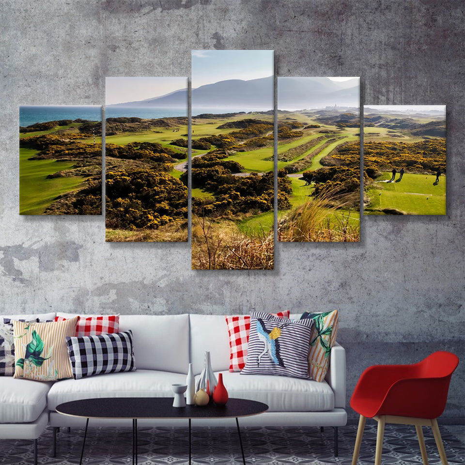Royal County Down Sogoto Golf Downs  5 Pieces Canvas Prints Wall Art - Painting Canvas, Multi Panel, Home Wall Decor, For Sale