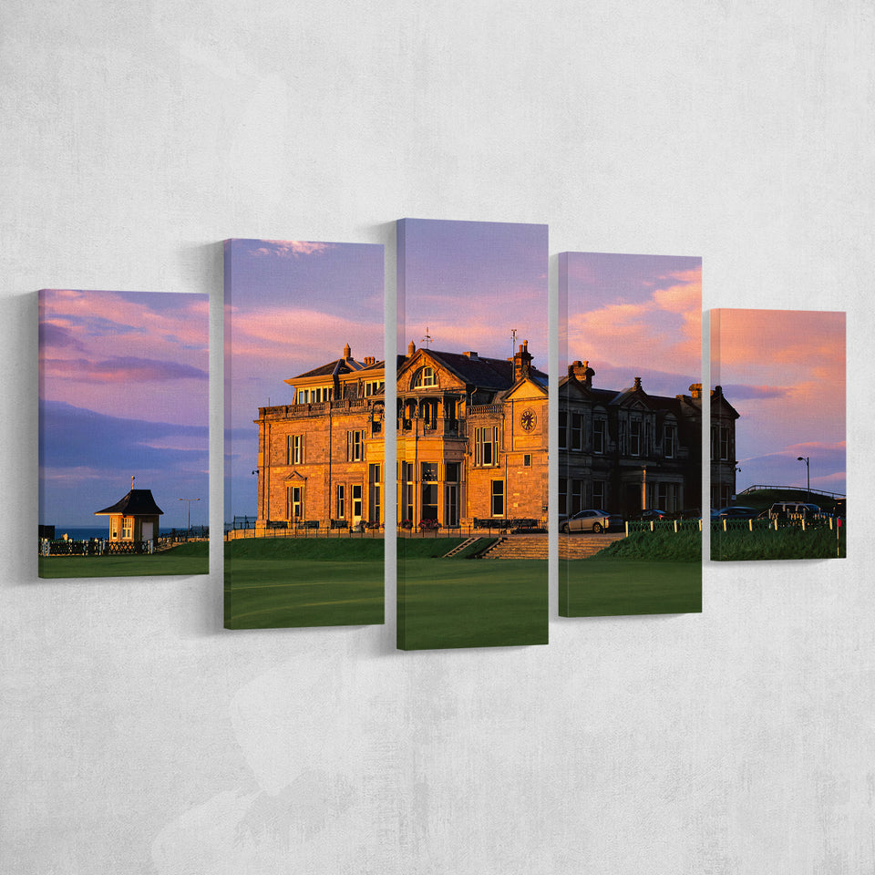 Royal & Ancient Golf Clubhouse, 18Th Green Of The Old Course, St Andrews, Scotland, 5 Panels Canvas Prints Wall Art Decor