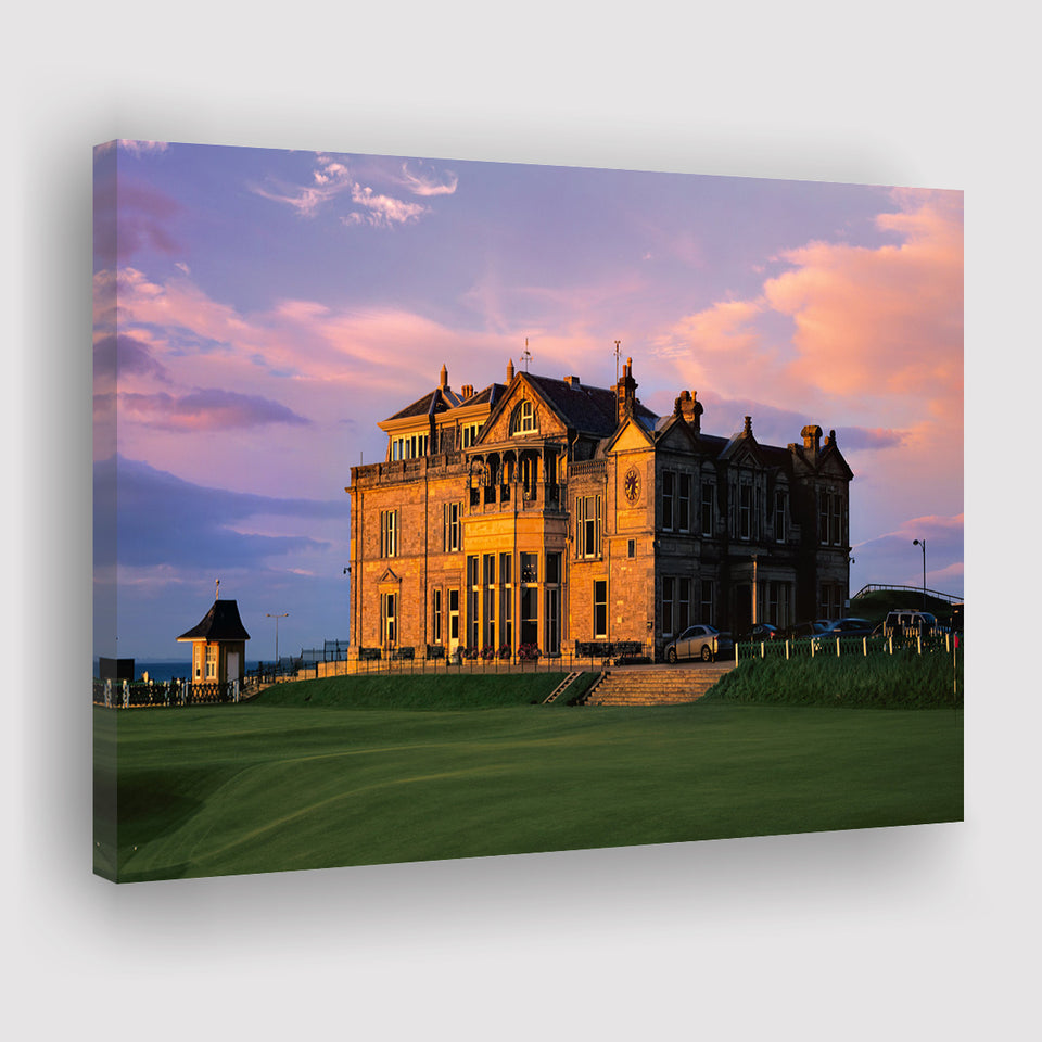 Royal & Ancient Golf Clubhouse, 18Th Green Of The Old Course, St Andrews, Scotland, Golf Art Print, Canvas Prints Wall Art