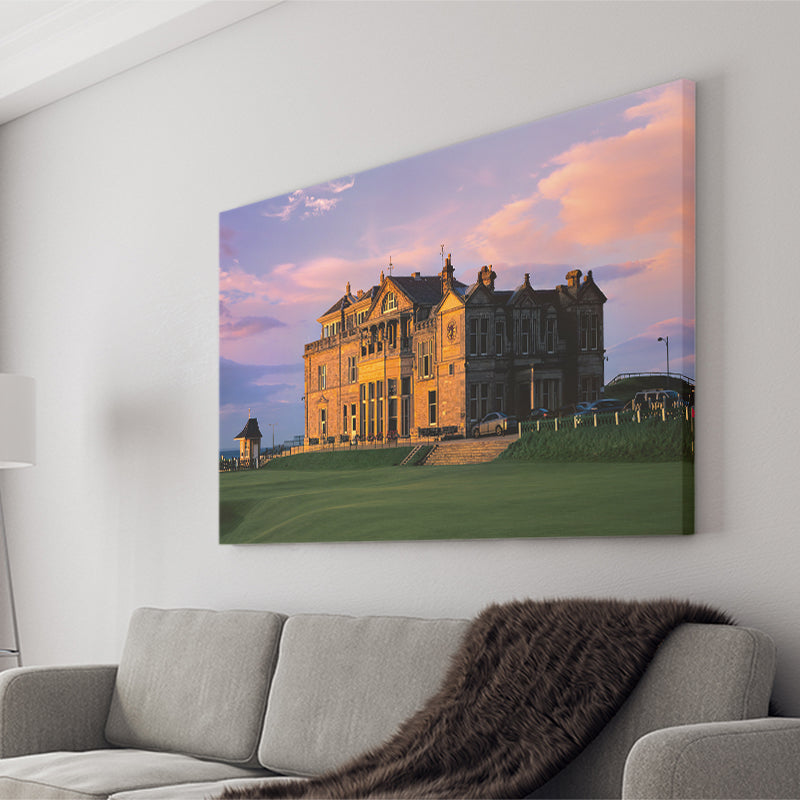 Royal & Ancient Golf Clubhouse, 18Th Green Of The Old Course, St Andrews, Scotland, Golf Art Print, Canvas Prints Wall Art