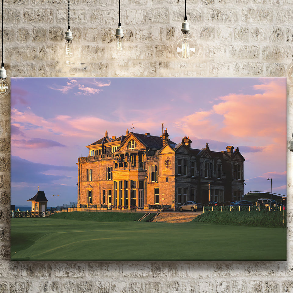 Royal & Ancient Golf Clubhouse, 18Th Green Of The Old Course, St Andrews, Scotland, Golf Art Print, Canvas Prints Wall Art