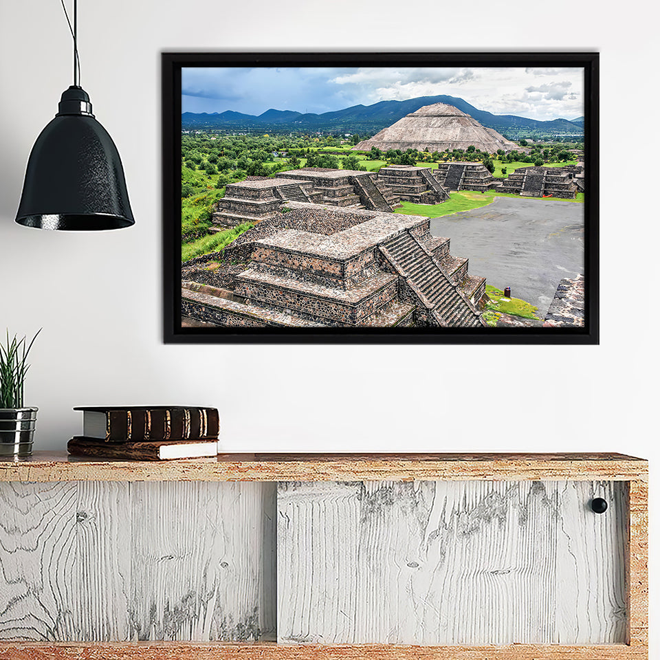 Ruins Of Teotihuacán Framed Canvas Wall Art - Framed Prints, Canvas Prints, Prints for Sale, Canvas Painting
